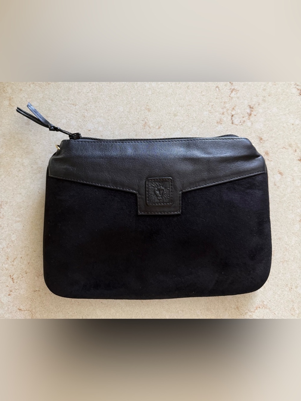 Vintage Anne Klein Black Suede and Leather clutch